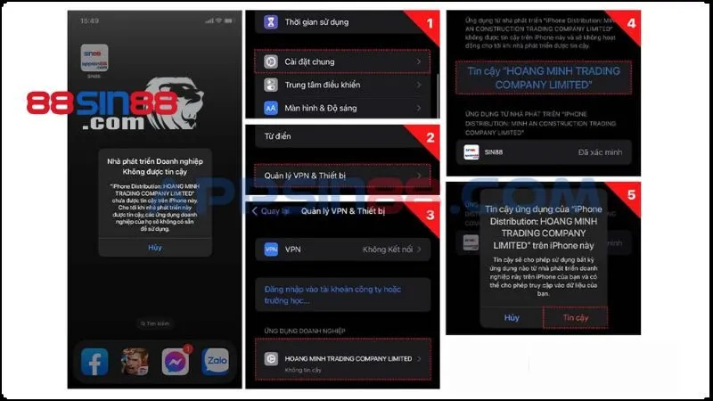Tải App SIN88: Update link chính thức tải app miễn phí 100% 4 Cài đặt Tin cậy cho app theo hướng dẫn trên IOS