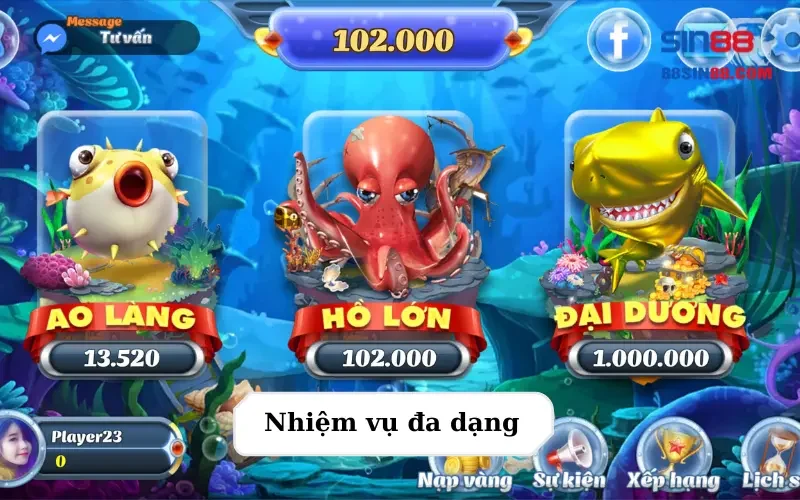 Siêu phẩm bắn cá thần tài- game đổi thưởng cuốn hút khó cưỡng 2 Nhiệm vụ đa dạng